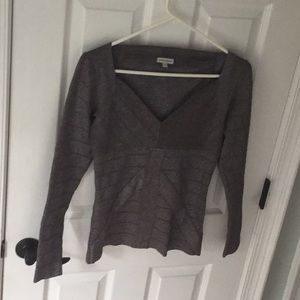 Boston proper gray metallic blouse